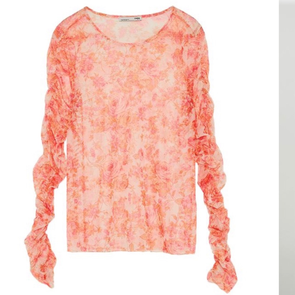 Zara - in Apricot Colors, Tulle T-Shirt